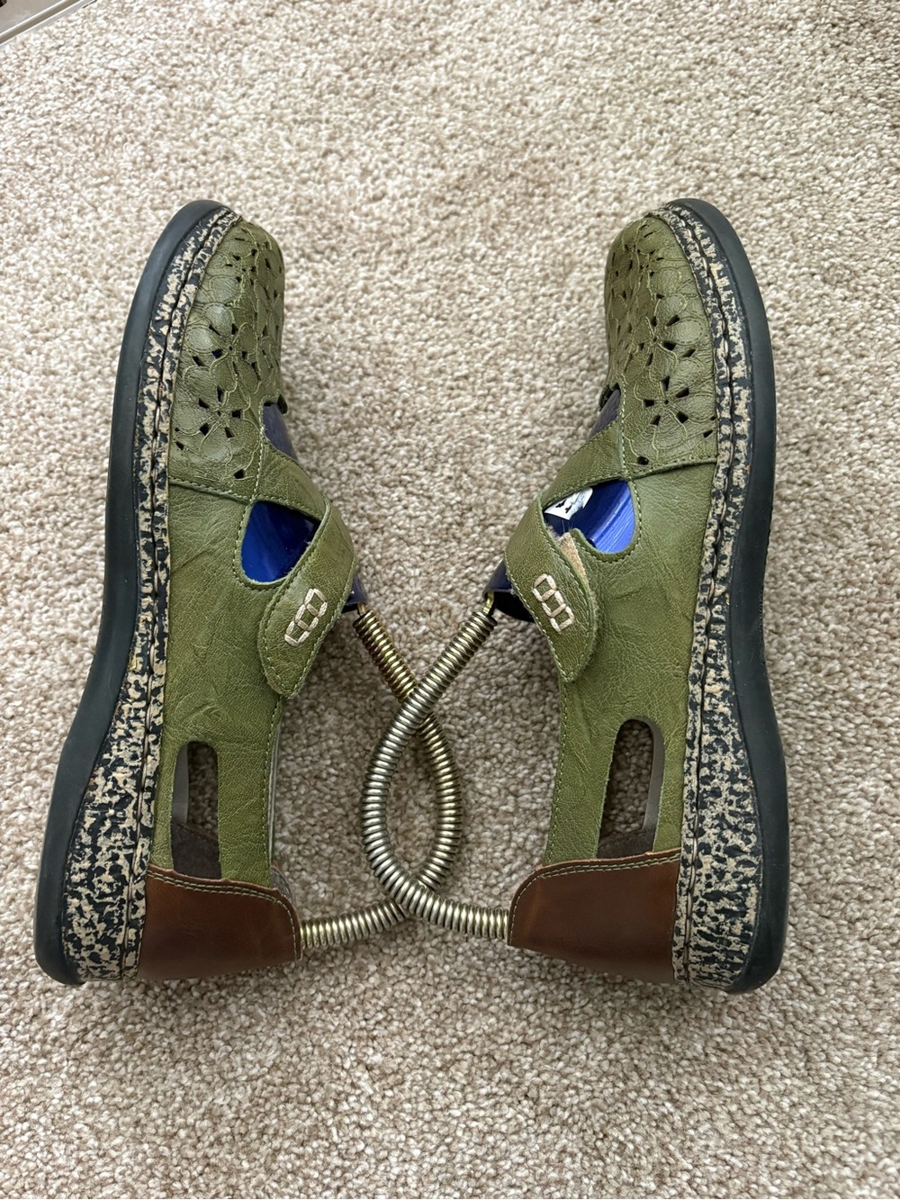 Rieker Anti-stress Green Velcro Perforated Comfort Mary Jane Flats Size 9 EU 40 - Picture 6 of 7